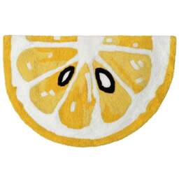 Mooky Mats Half Circle Lemon Slice Non Slip Bath Mat 50 x 80cm - Size: 50 x 80 x 1cm - Yellow - Wilko