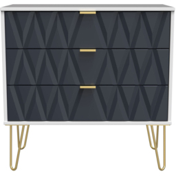 Crowndale Diamond 3 Drawer Matt Indigo and White Chest of Drawers - Wilko - thumbnail 4