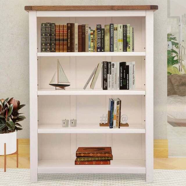 Lovere 4 Shelf Off White Wide Bookcase - Wilko - image 1