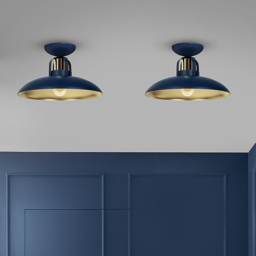 Milagro Felix Navy Blue and Gold Ceiling Light - Size: 13 x 34 x 6cm - Wilko - thumbnail 3