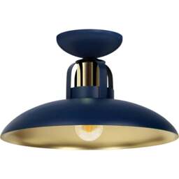 Milagro Felix Navy Blue and Gold Ceiling Light - Size: 13 x 34 x 6cm - Wilko