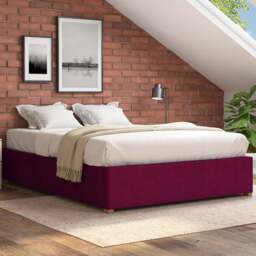 Aspire Furniture Double Berry Plush Platform Ottoman Bed - Purple - Aspire Beds - Wilko