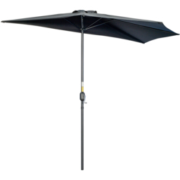 Outsunny Black Crank Handle Half Parasol 3m - Size: 157 x 13 x 13cm - Wilko - thumbnail 1