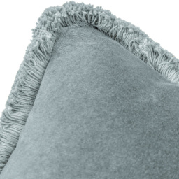 Paoletti Freya Duck Egg Velvet Fringed Cushion - Size: 45 x 45 cm - Blue - Wilko - thumbnail 4
