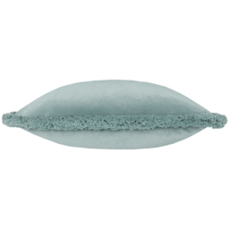 Paoletti Freya Duck Egg Velvet Fringed Cushion - Size: 45 x 45 cm - Blue - Wilko - thumbnail 3