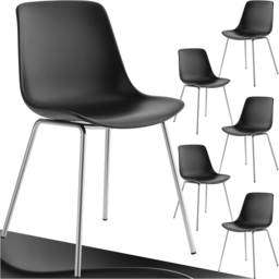 tectake Mave Set of 6 Black and Chrome Dining Chair - Wilko - thumbnail 3