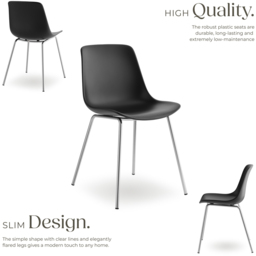 tectake Mave Set of 6 Black and Chrome Dining Chair - Wilko - thumbnail 4