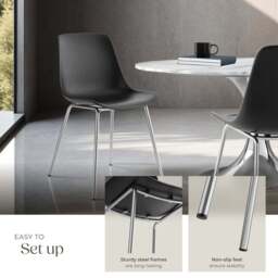 tectake Mave Set of 6 Black and Chrome Dining Chair - Wilko - thumbnail 5