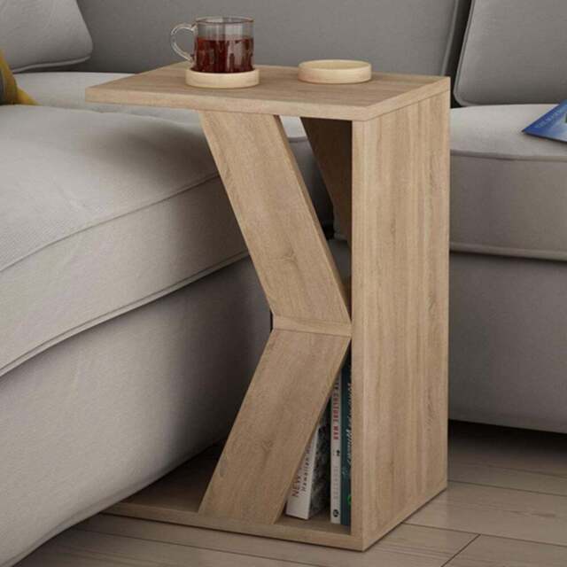 Decortie Naze Oak Modern C Shape Side Table - Size: 57 x 30 x 40cm - Cream - Wilko - image 1