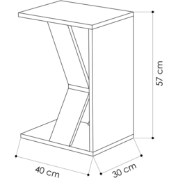 Decortie Naze Oak Modern C Shape Side Table - Size: 57 x 30 x 40cm - Cream - Wilko - thumbnail 5