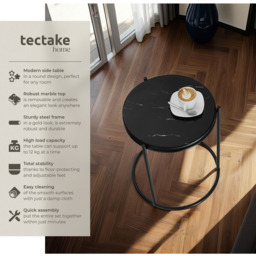 tectake Side Table Ellsa Black Marble Top Side Table - Size: 50.5 x 43 x 43cm - Wilko - thumbnail 7