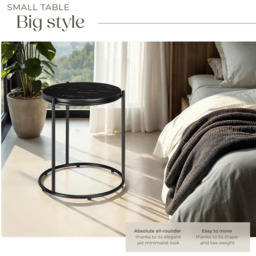 tectake Side Table Ellsa Black Marble Top Side Table - Size: 50.5 x 43 x 43cm - Wilko - thumbnail 4