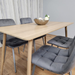 Kosy Koala 4 Seater Velvet Dining Set Wood Effect and Grey - Portland - Wilko - thumbnail 3