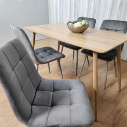 Kosy Koala 4 Seater Velvet Dining Set Wood Effect and Grey - Portland - Wilko - thumbnail 5