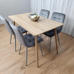 Kosy Koala 4 Seater Velvet Dining Set Wood Effect and Grey - Portland - Wilko - thumbnail 7