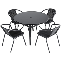 Living and Home Wicker 4 Seater Black Round Patio Set - Wilko - thumbnail 3