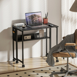 Portland Black Foldable Computer Desk with Wheels - Size: 75 x 50 x 80cm - Wilko - thumbnail 7