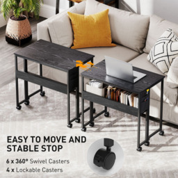 Portland Black Foldable Computer Desk with Wheels - Size: 75 x 50 x 80cm - Wilko - thumbnail 6