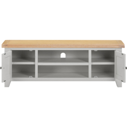 Seconique Windsor 2 Door 2 Shelf Pebble Grey and Oak Straight TV Unit - Size: 50.5 x 140 x 37cm - Pebble Grey/Oak - Wilko - thumbnail 5
