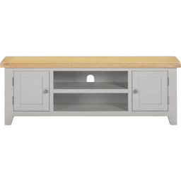 Seconique Windsor 2 Door 2 Shelf Pebble Grey and Oak Straight TV Unit - Size: 50.5 x 140 x 37cm - Pebble Grey/Oak - Wilko - thumbnail 4