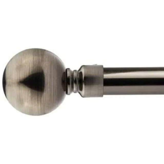 New Edge Blinds Sphere 160-300cm Extendable Black Silk Eyelet Metal Curtain Pole Set - Wilko - image 1