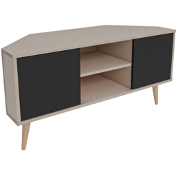 Decorotika Lesson 2 Door 2 Shelf Beige and Black Corner TV Stand - Size: 16.6 x 120 x 59.8cm - Multi - Wilko - thumbnail 3