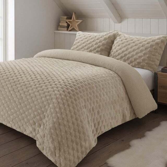 Velosso King Size Beige Chunky Popcorn Duvet Set - Wilko - image 1