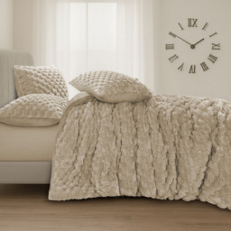 Velosso King Size Beige Chunky Popcorn Duvet Set - Wilko - thumbnail 3