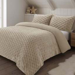 Velosso King Size Beige Chunky Popcorn Duvet Set - Wilko