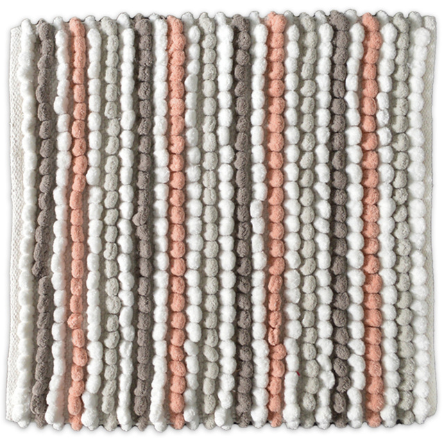 Allure Bath Fashions Blush Pink Striped Square Chunky Bobble Bath Mat 50 x 50cm - Wilko - image 1