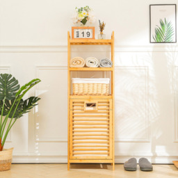 Living and Home Bamboo Laundry Basket with Liner Bag - Size: 30 x 40 x 119cm - Wood - Wilko - thumbnail 6