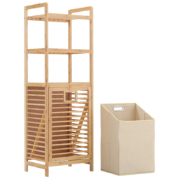 Living and Home Bamboo Laundry Basket with Liner Bag - Size: 30 x 40 x 119cm - Wood - Wilko - thumbnail 5