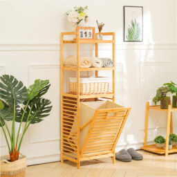 Living and Home Bamboo Laundry Basket with Liner Bag - Size: 30 x 40 x 119cm - Wood - Wilko - thumbnail 3