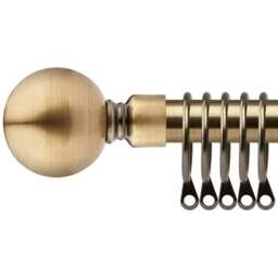 New Edge Blinds 160-300cm Extendable Brass Sphere Metal Curtain Pole - Size: 160 - 300cm - Gold - Wilko
