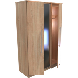Crowndale Sherwood 3 Door Bardolino Oak Triple Mirror Wardrobe - Brown - Wilko - thumbnail 6
