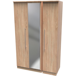 Crowndale Sherwood 3 Door Bardolino Oak Triple Mirror Wardrobe - Brown - Wilko - thumbnail 5