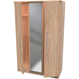 Crowndale Sherwood 3 Door Bardolino Oak Triple Mirror Wardrobe - Brown - Wilko - thumbnail 7