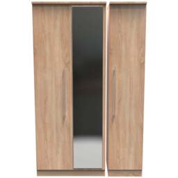Crowndale Sherwood 3 Door Bardolino Oak Triple Mirror Wardrobe - Brown - Wilko - thumbnail 3