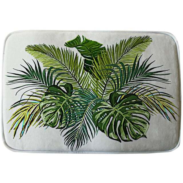 Benjamin Tate Design Green Tropical Foliage Bath Mat 50 x 80cm - Wilko - image 1