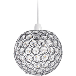 Innoteck Compact Chrome Acrylic Spherical Pendant Light Shade - Size: 17 x 17 x 17cm - Clear - Wilko