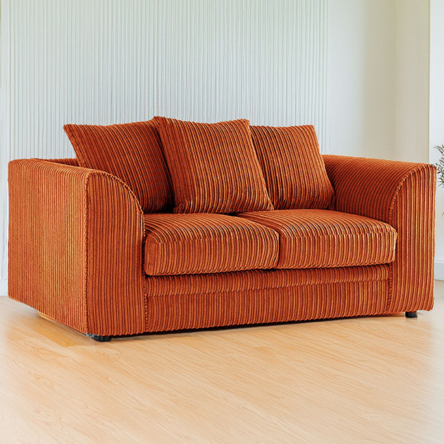 Luxor 2 Seater Orange Jumbo Cord Scatter Back Sofa - Wilko - image 1