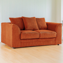 Luxor 2 Seater Orange Jumbo Cord Scatter Back Sofa - Wilko - thumbnail 1