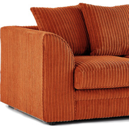 Luxor 2 Seater Orange Jumbo Cord Scatter Back Sofa - Wilko - thumbnail 4