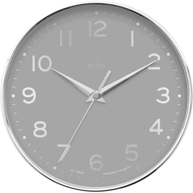 Acctim Rand Grey Chromed Wall Clock - Size: 3.2 x 20 x 20cm - Multi - Wilko - image 1