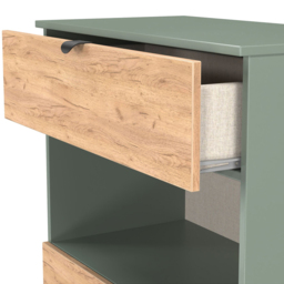 Crowndale Bora 2 Drawer Single Shelf Gold Oak and Reed Green Storage Unit - Wilko - thumbnail 6