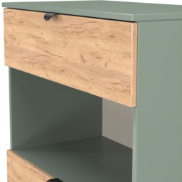 Crowndale Bora 2 Drawer Single Shelf Gold Oak and Reed Green Storage Unit - Wilko - thumbnail 7
