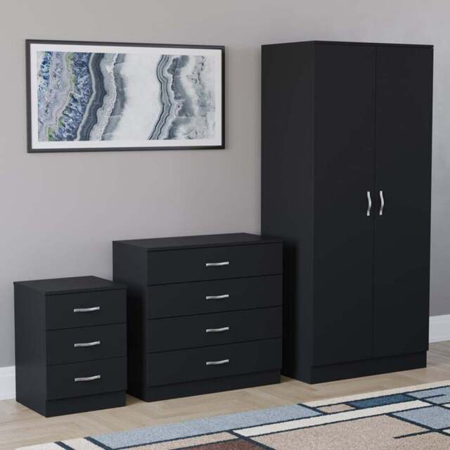 Vida Designs Riano Black 3 Piece Bedroom Furniture Set - Wilko - image 1