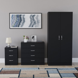 Vida Designs Riano Black 3 Piece Bedroom Furniture Set - Wilko - thumbnail 3