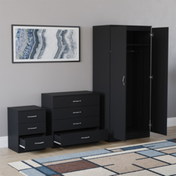 Vida Designs Riano Black 3 Piece Bedroom Furniture Set - Wilko - thumbnail 5