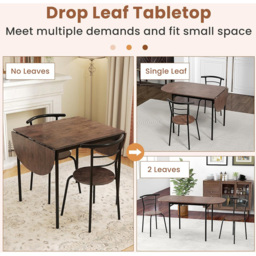 Costway 4 Seater Foldable Dining Set Rustic Brown - Wilko - thumbnail 6